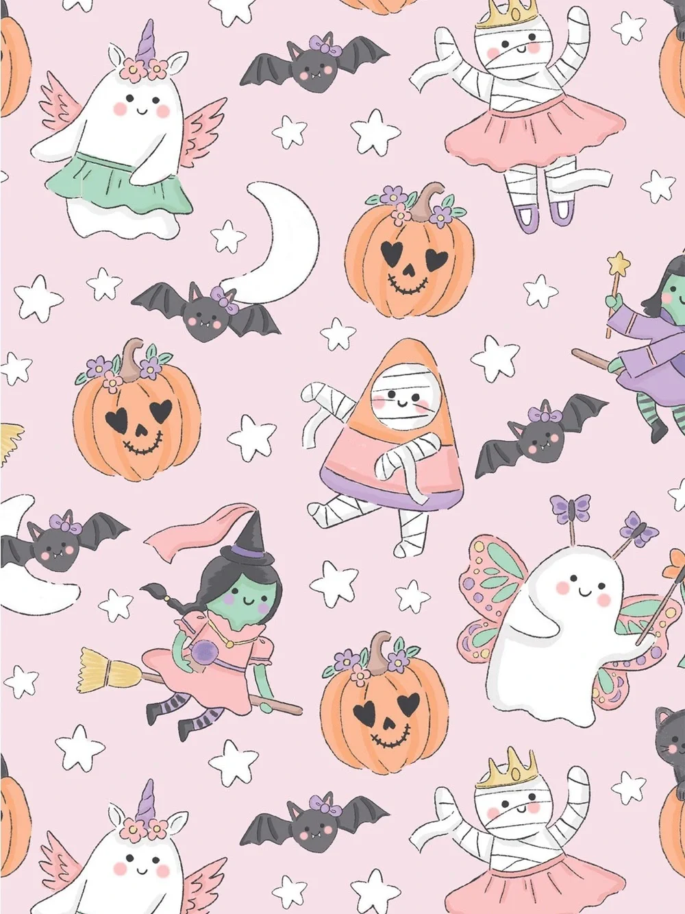 Angel Dear Pink Pumpkin Ghost Halloween Long Sleeve Pajama Set 2T 3-4 5-6 7-8